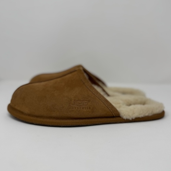 UGG SCUFF Chestnut Suede Wool lined HOUSE Slipper Slides - Picture 3 of 10